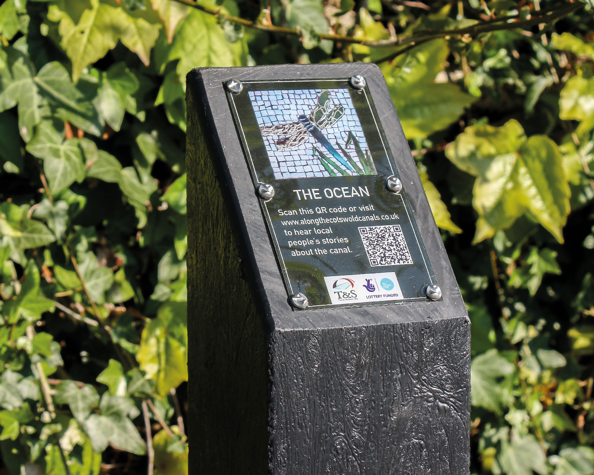 Recycled Plastic Waymarker Sign with angled top and mini interpretation panel